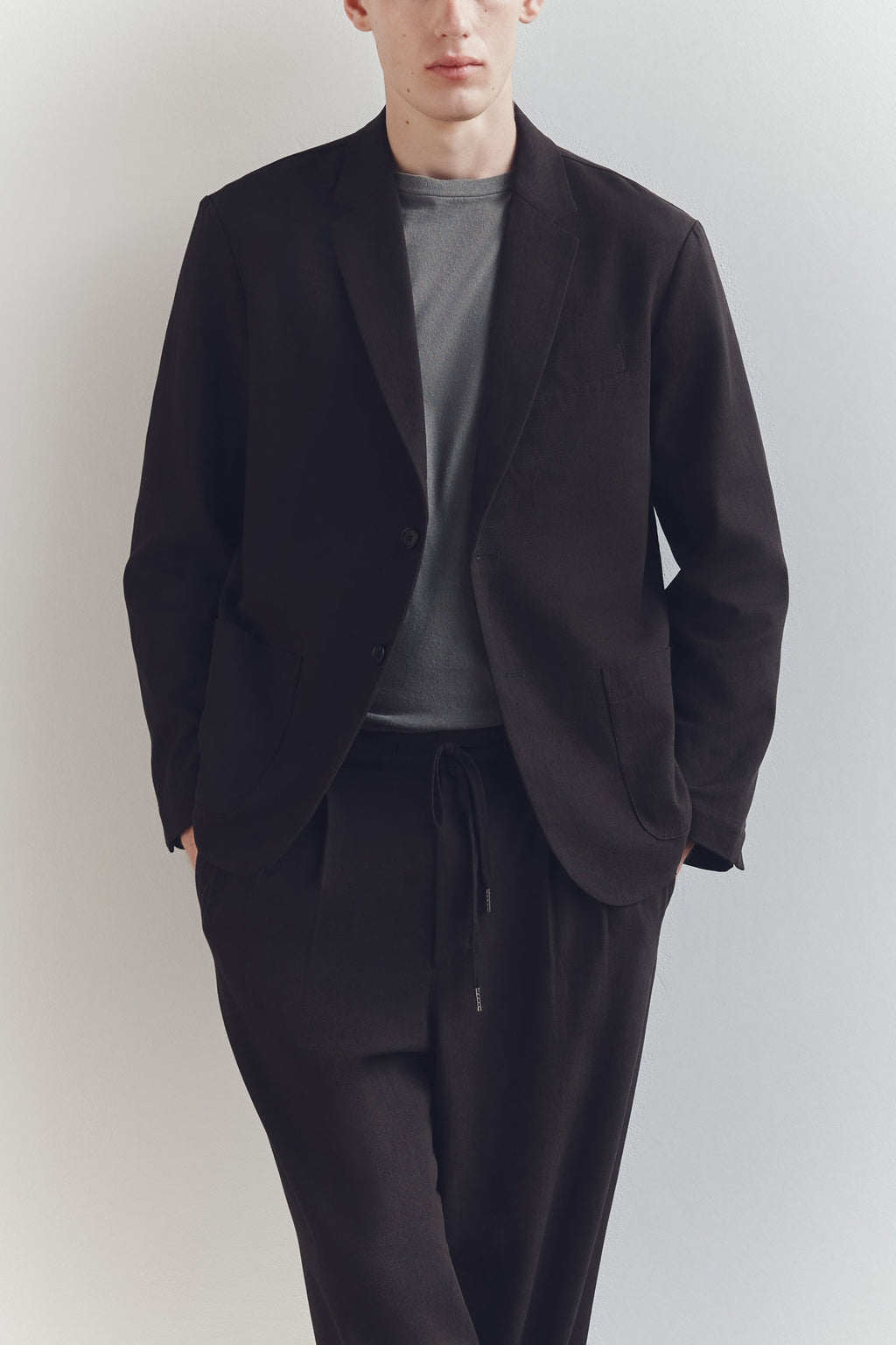 Unstructured Cotton Blend Blazer