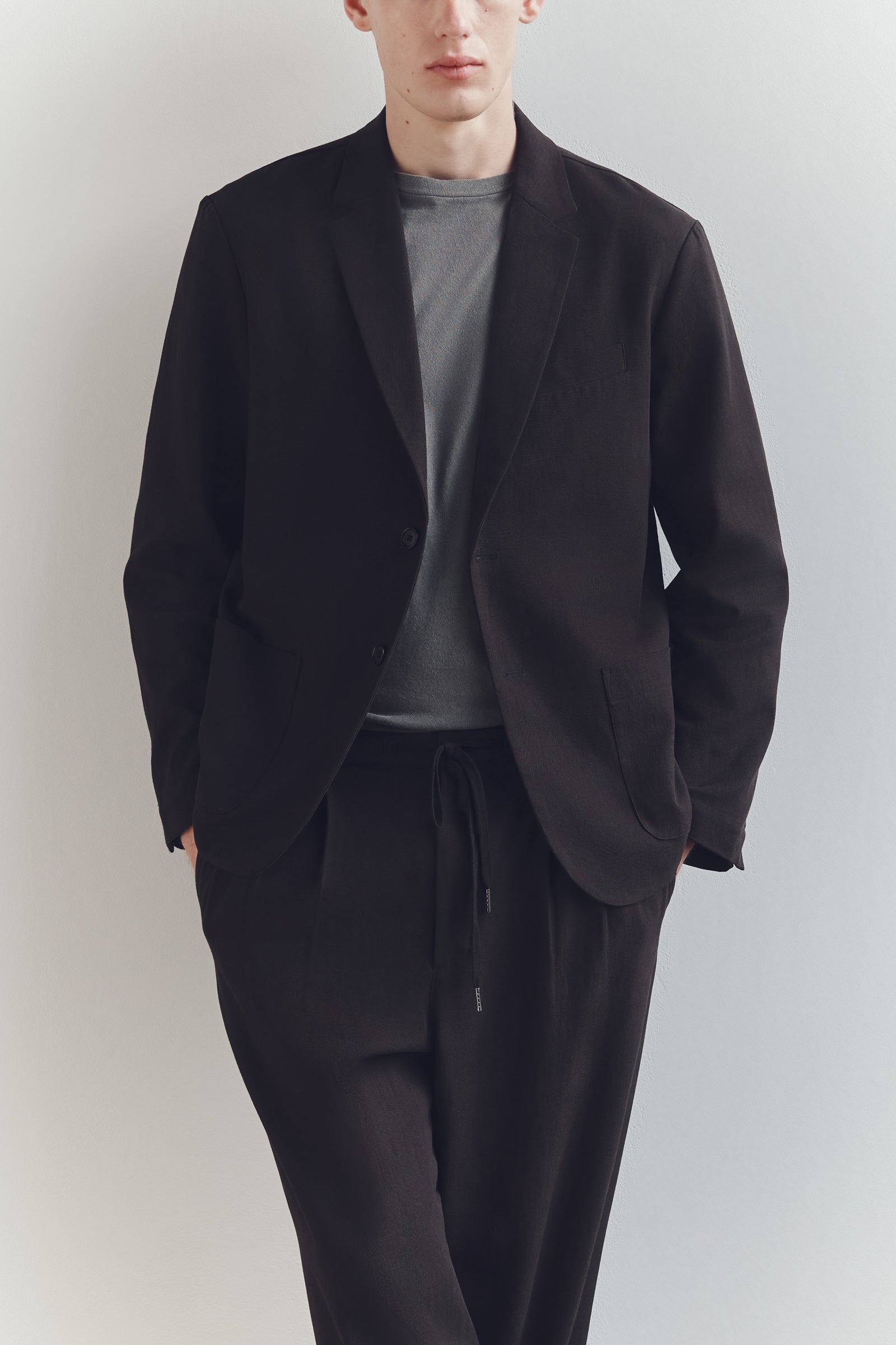 Unstructured Cotton Blend Blazer