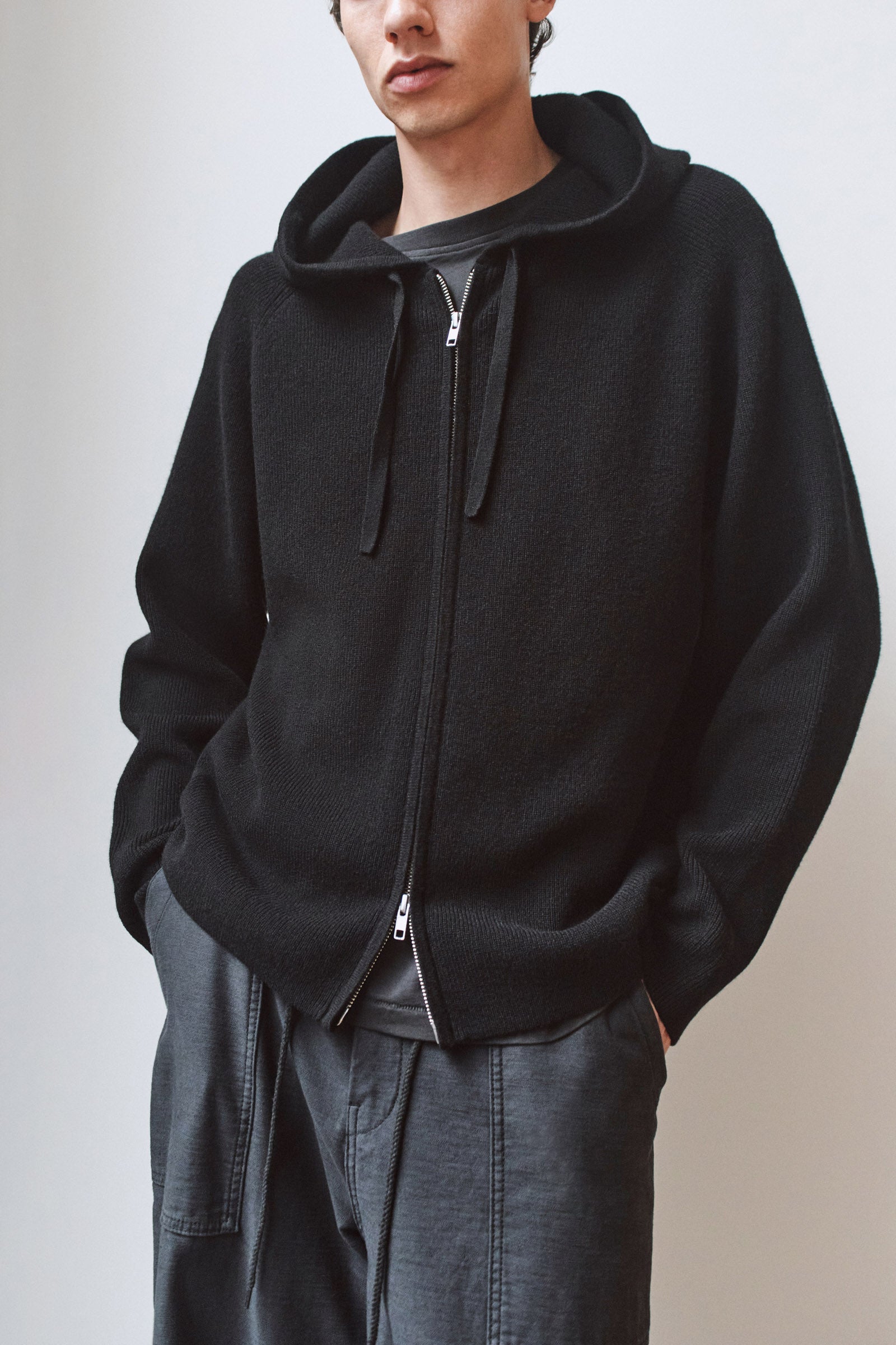 Merino Cashmere Knit Zip Hoodie