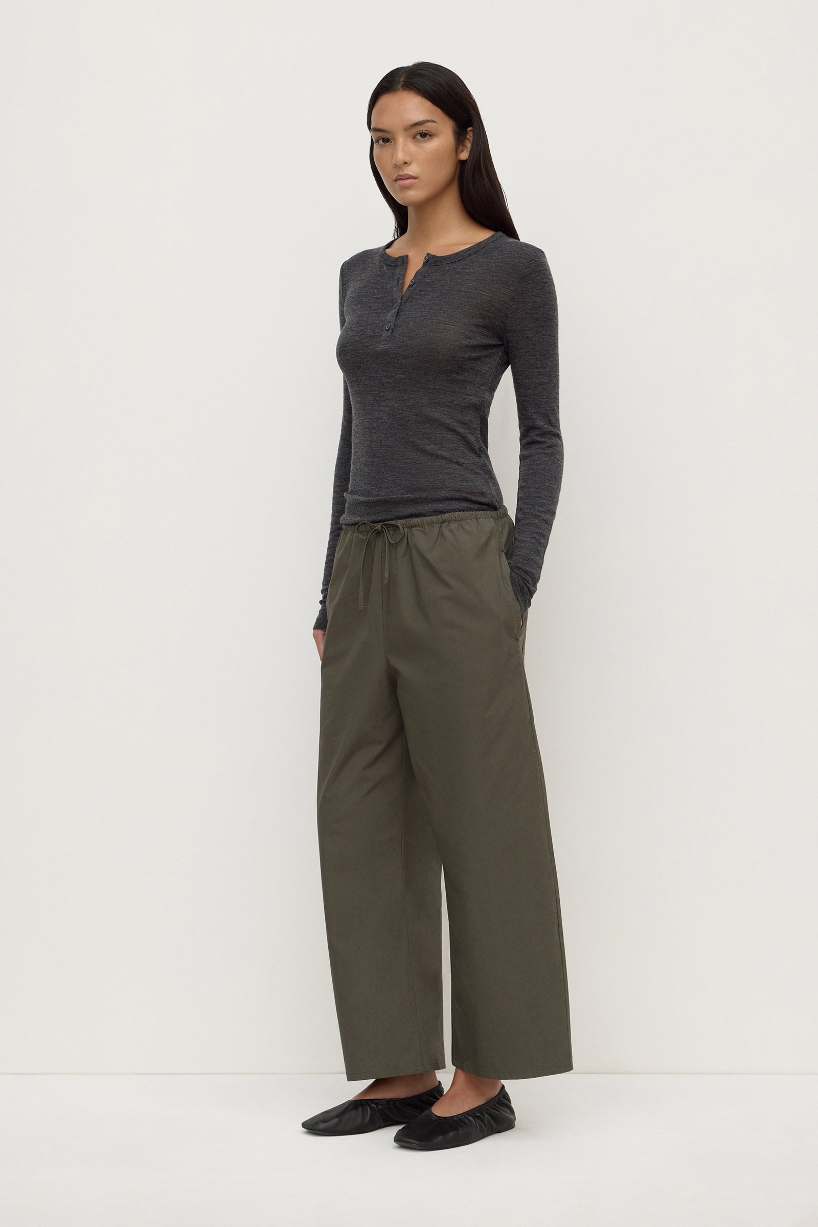 Cotton Barrel Leg Pant