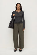 Cotton Barrel Leg Pant