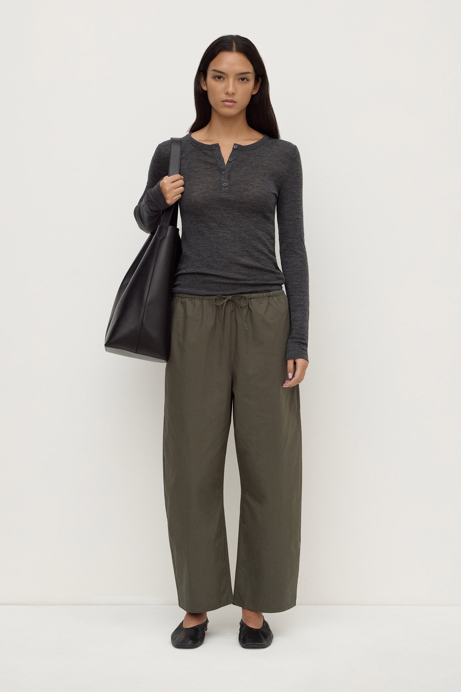 Cotton Barrel Leg Pant