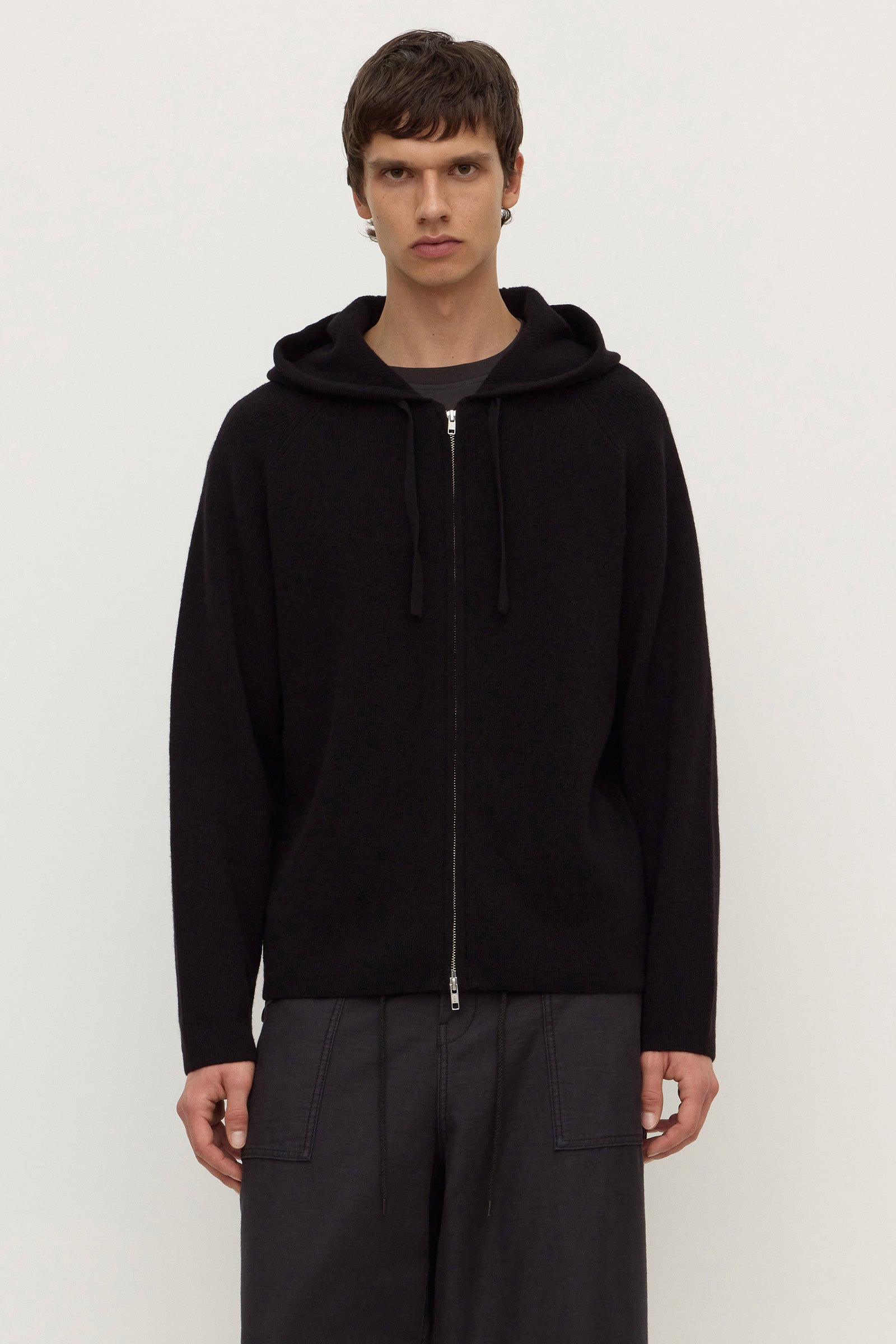 Merino Cashmere Knit Zip Hoodie