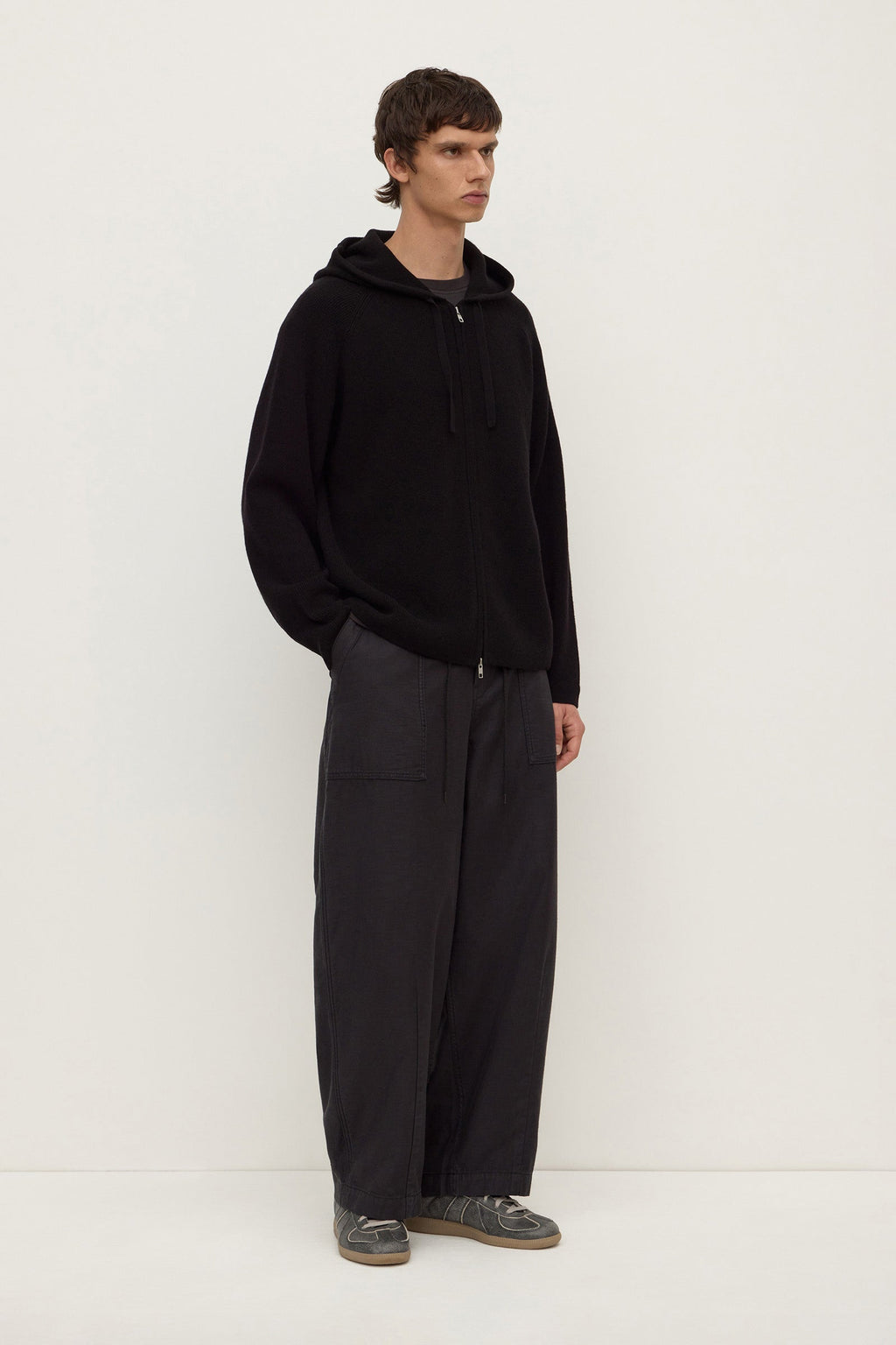 Merino Cashmere Knit Zip Hoodie