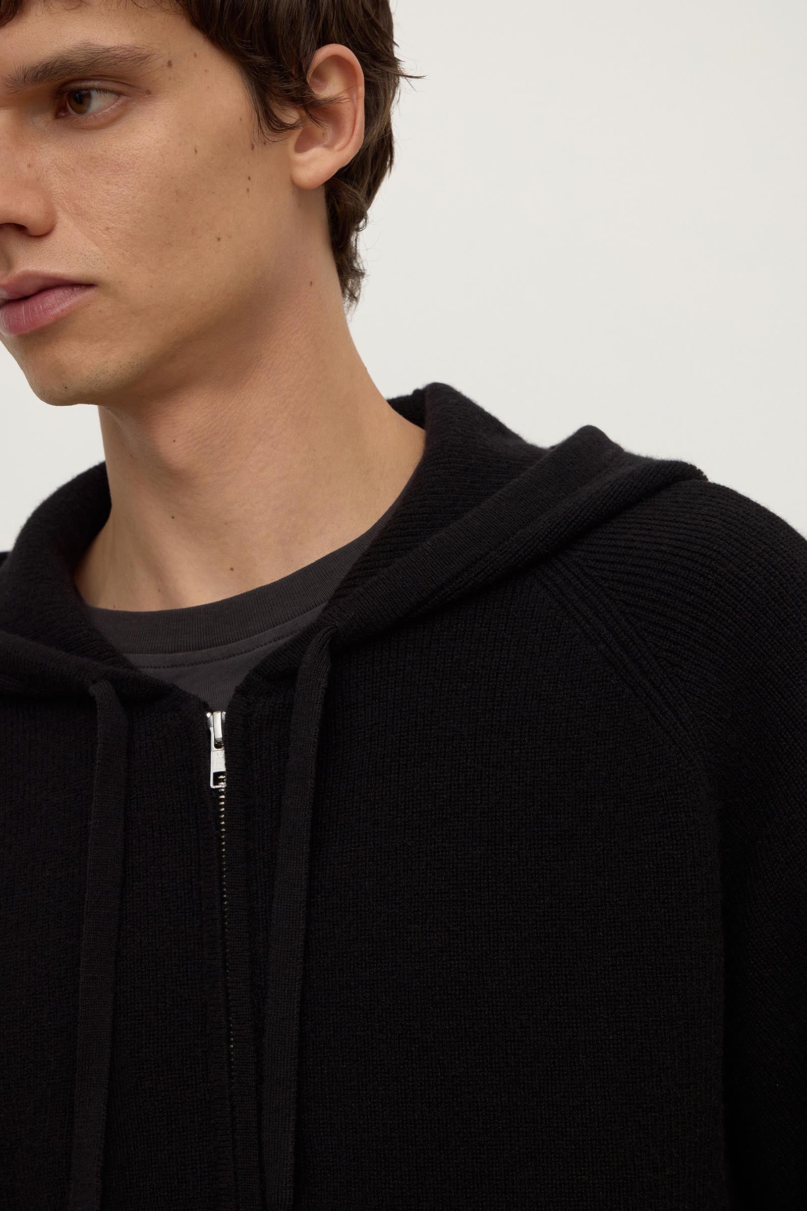 Merino Cashmere Knit Zip Hoodie