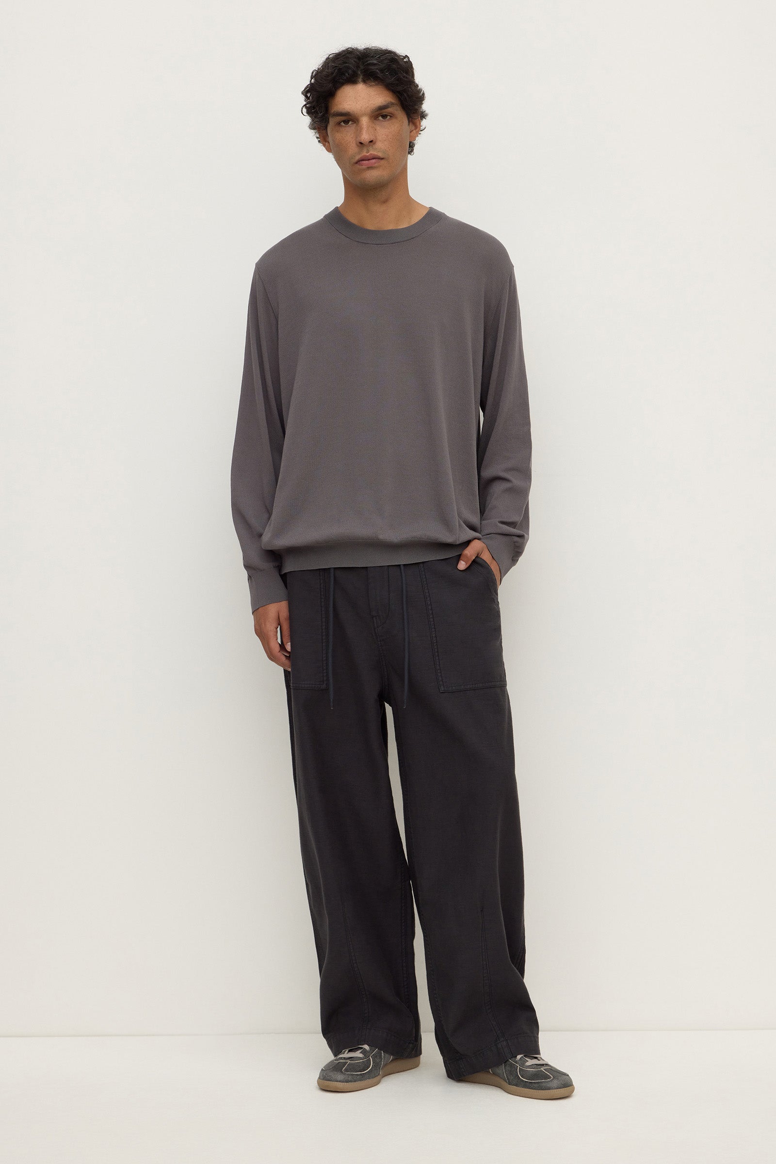Cotton Blend Knit Crew