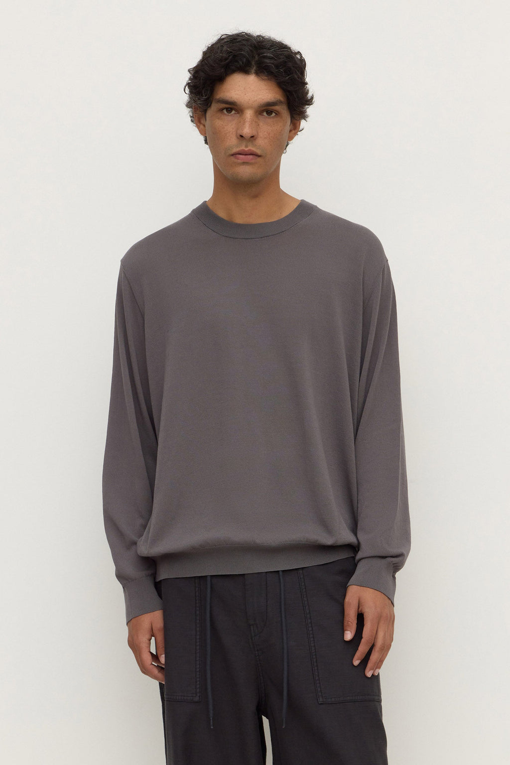 Cotton Blend Knit Crew
