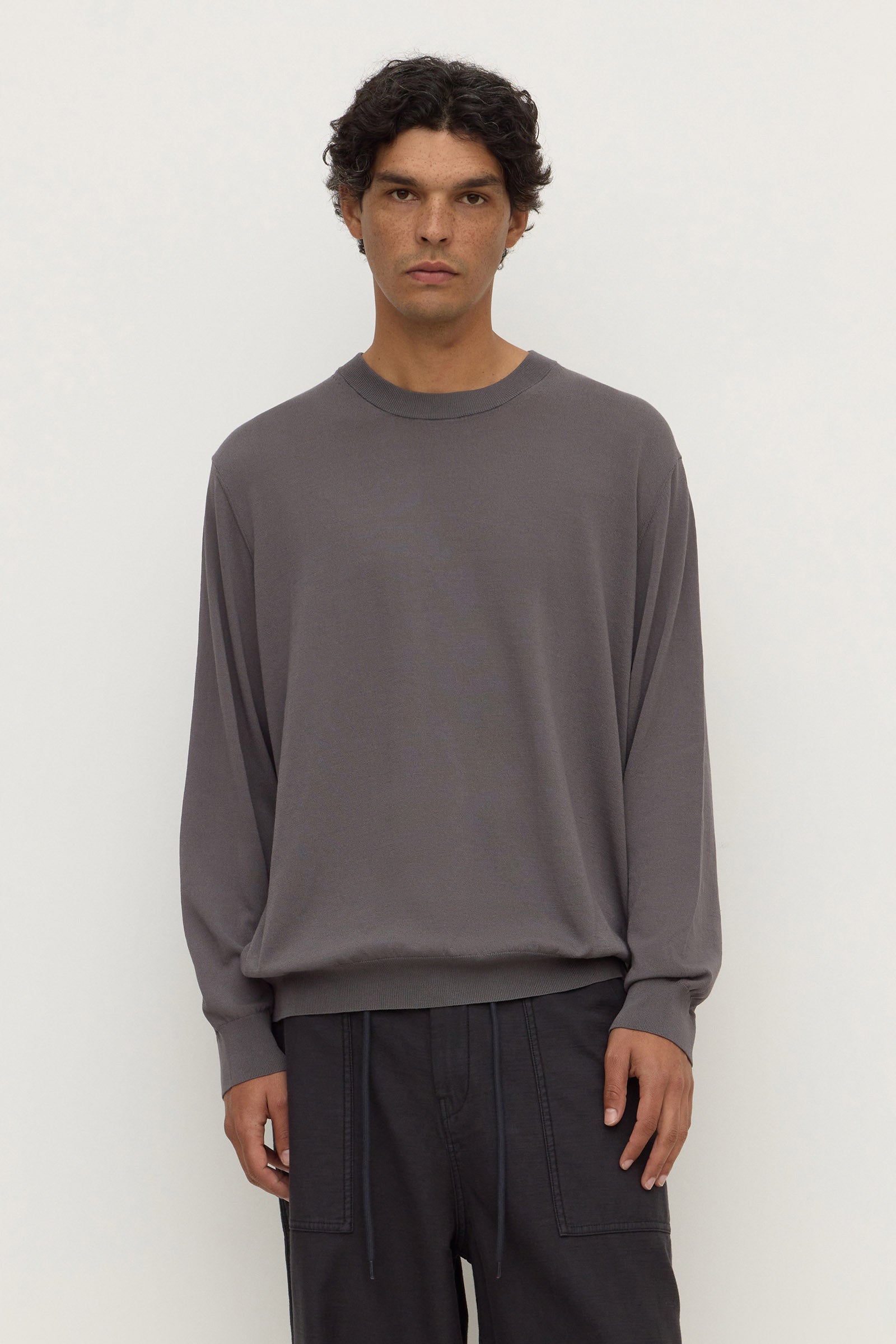 Cotton Blend Knit Crew