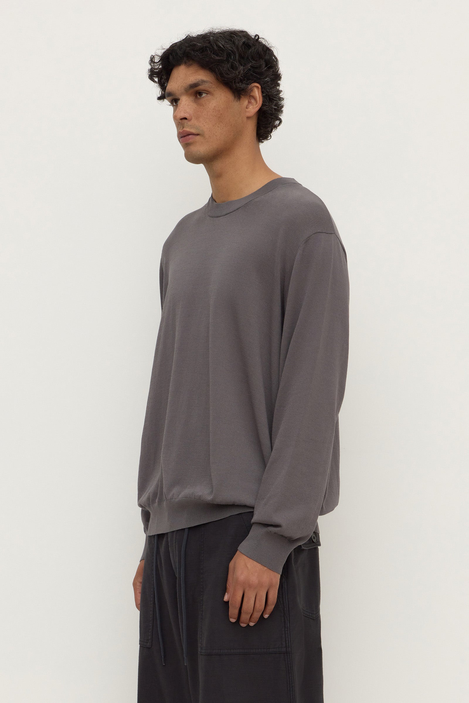 Cotton Blend Knit Crew