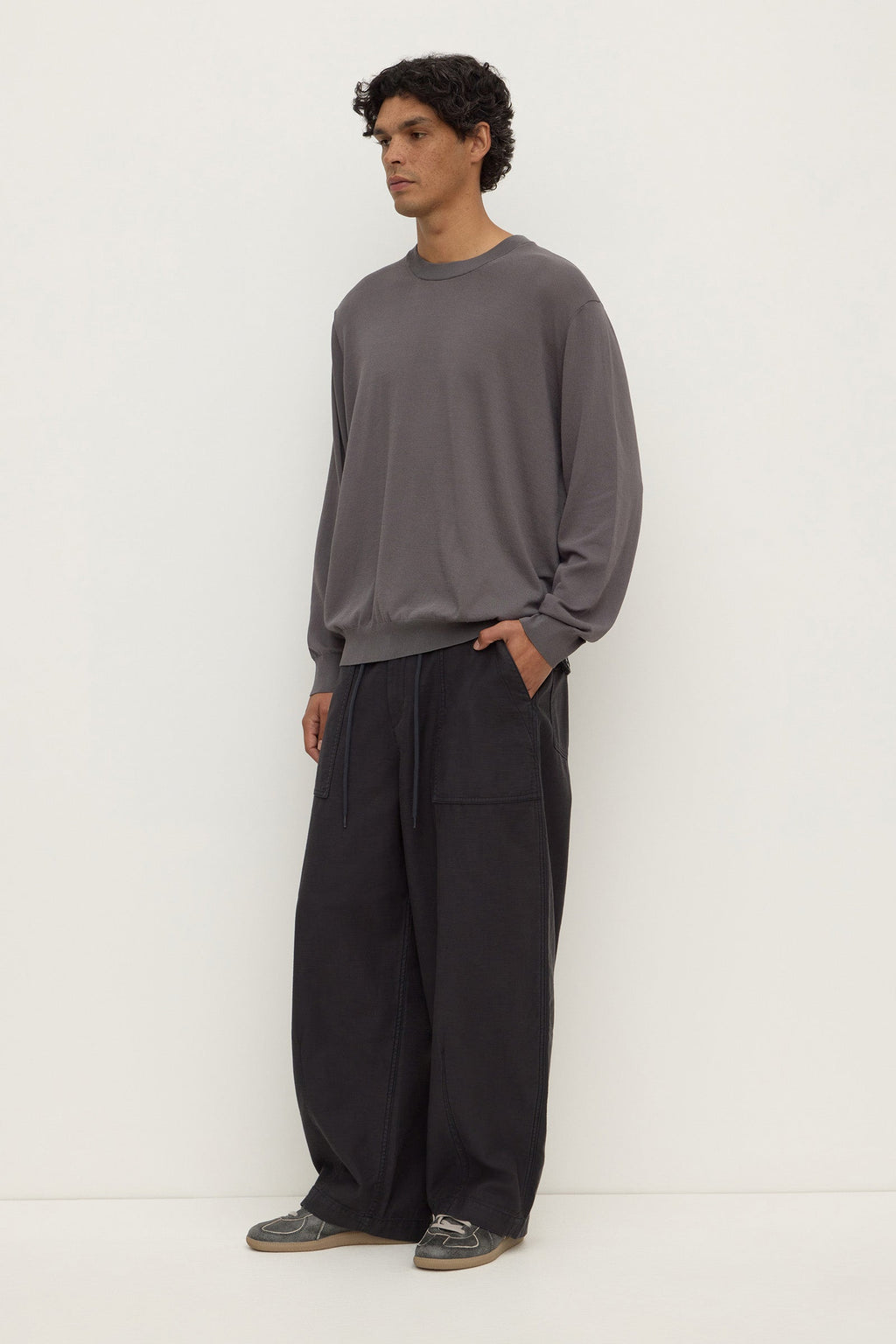 Cotton Blend Knit Crew