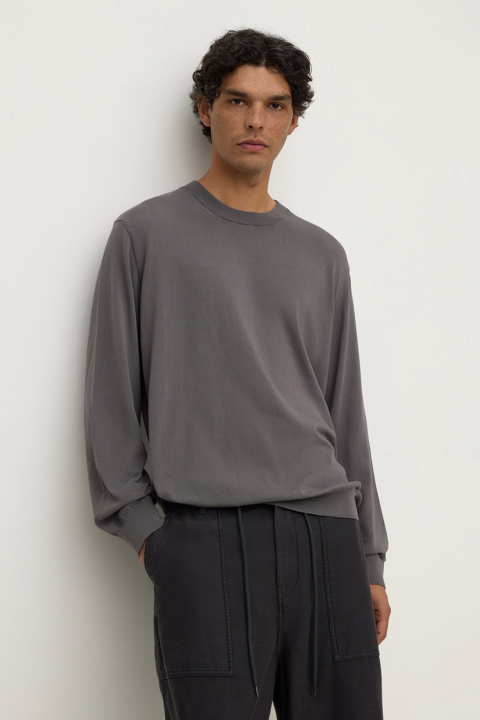 Cotton Blend Knit Crew