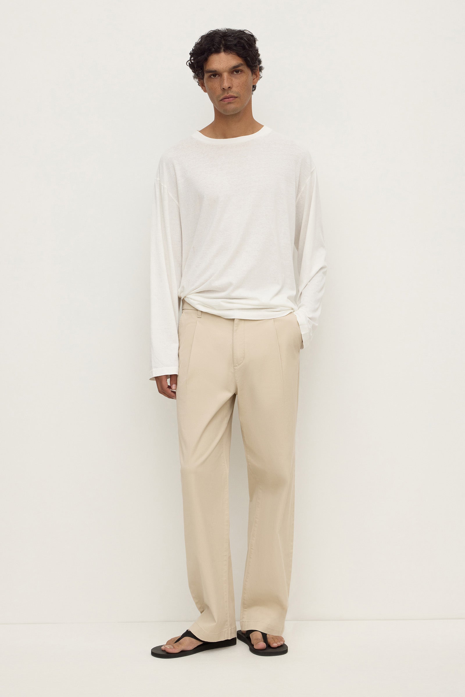 Pleated Cotton Chino