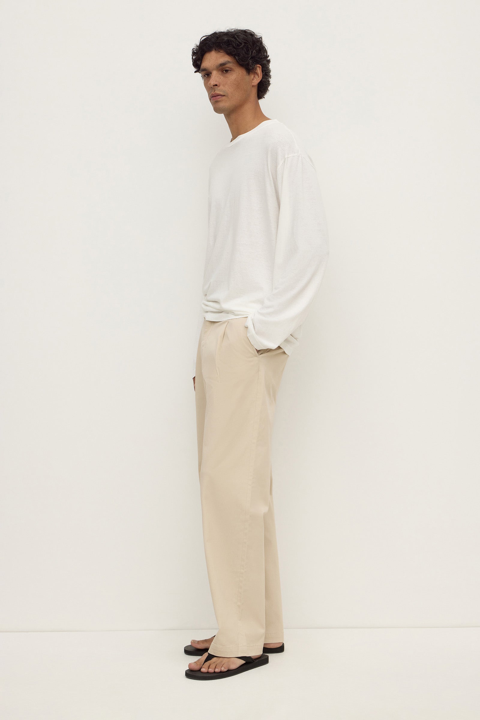 Pleated Cotton Chino