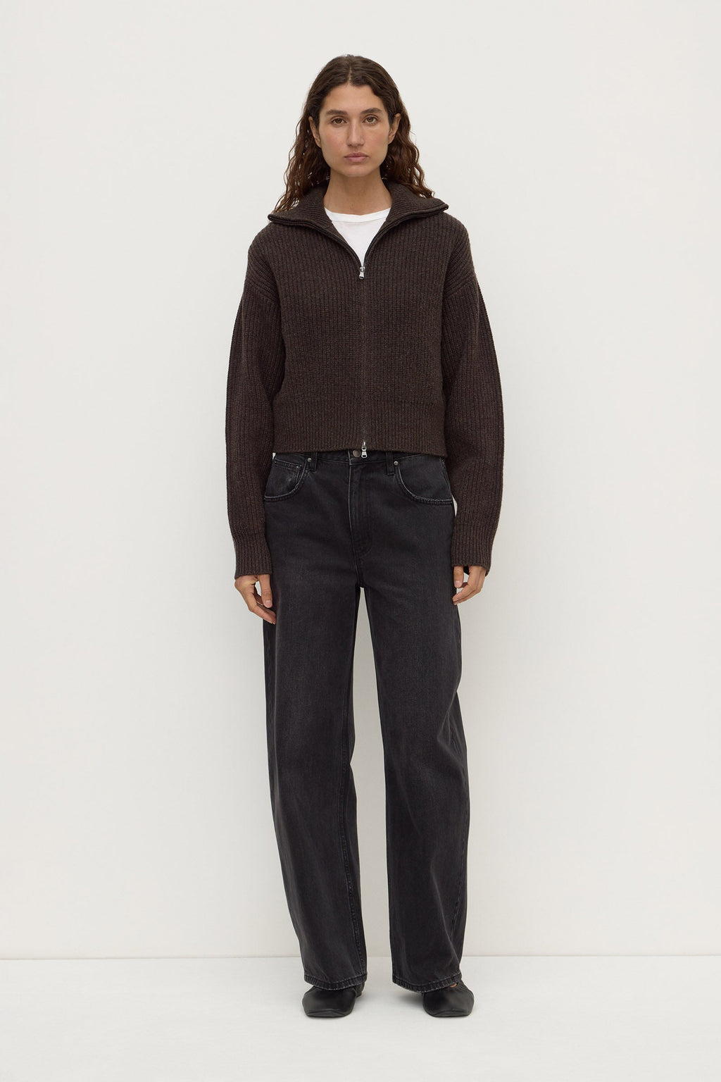 Wool Funnel Neck Zip Sweater