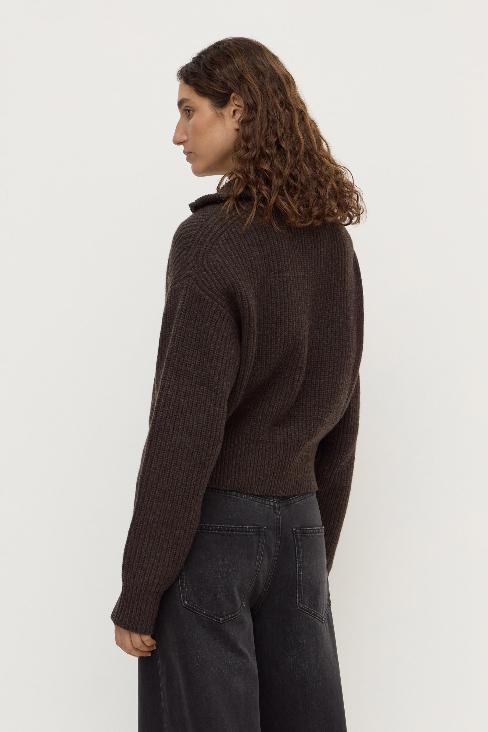 Wool Funnel Neck Zip Sweater