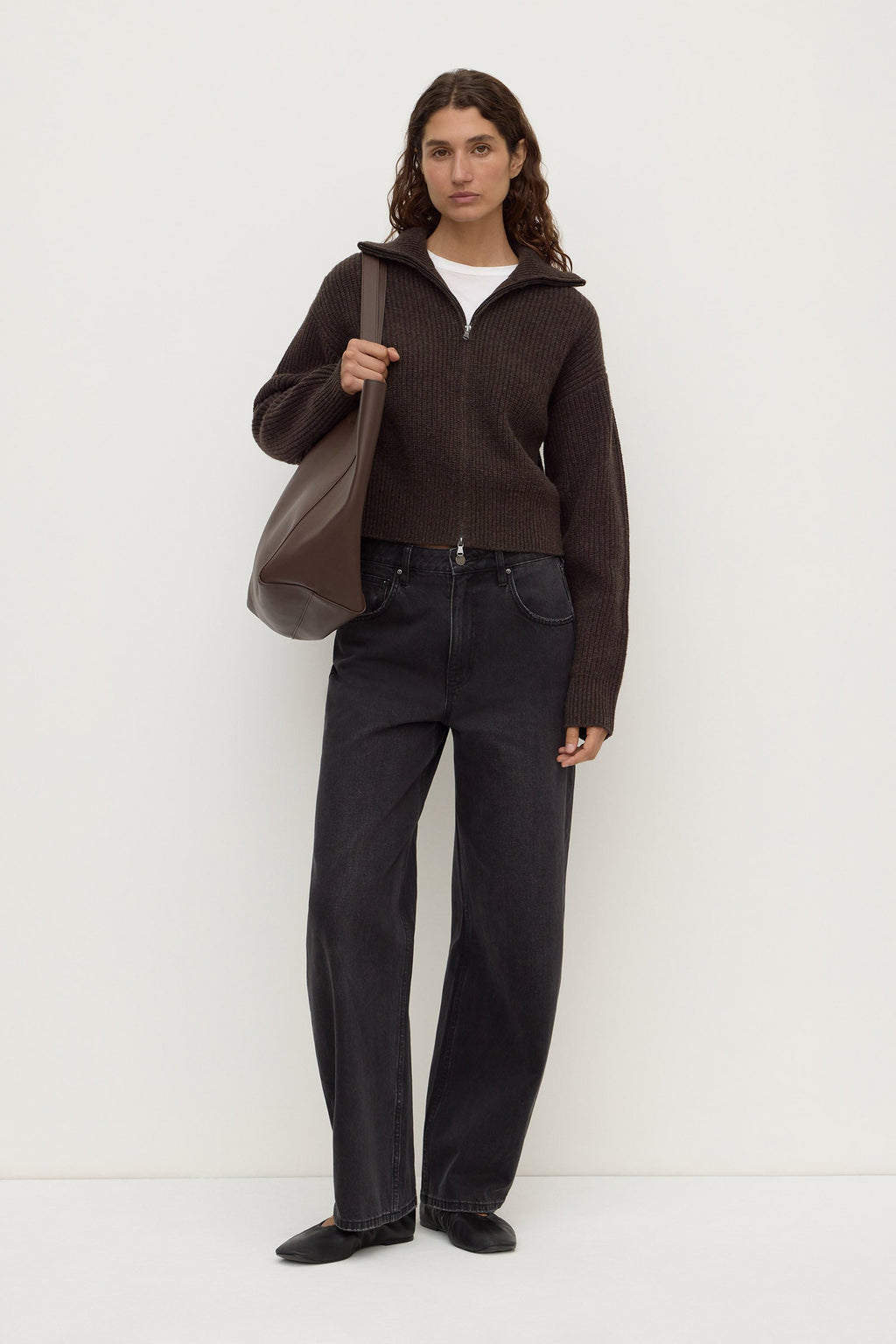 Wool Funnel Neck Zip Sweater