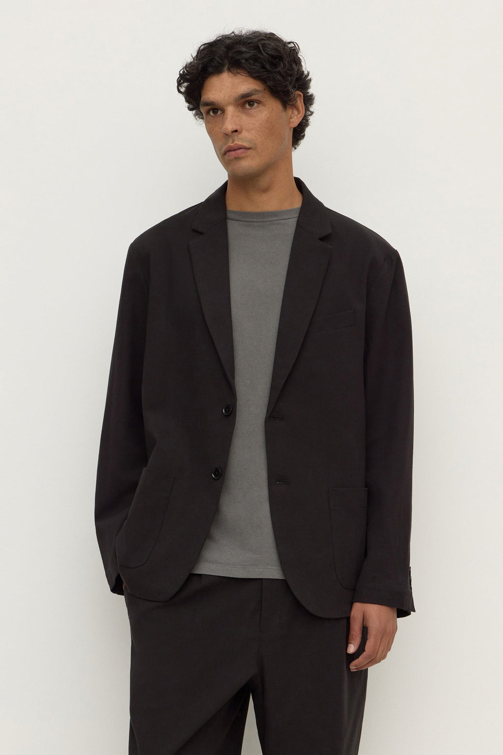 Unstructured Cotton Blend Blazer