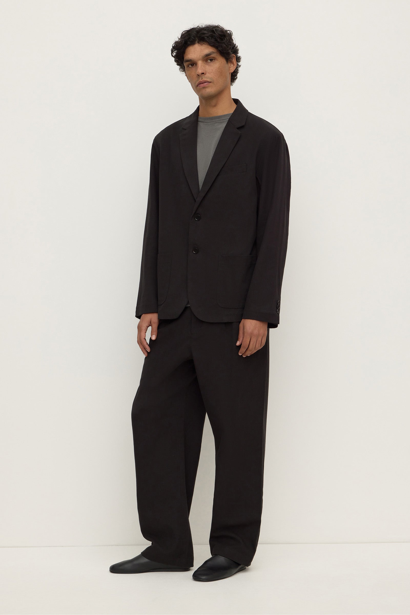 Unstructured Cotton Blend Blazer