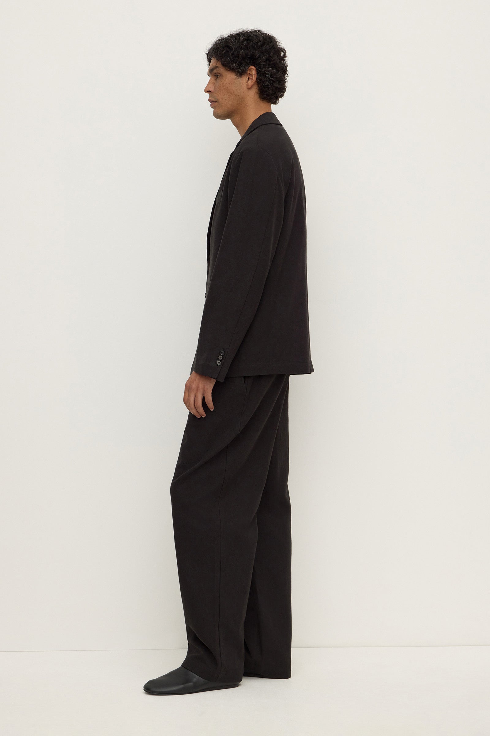 Unstructured Cotton Blend Blazer