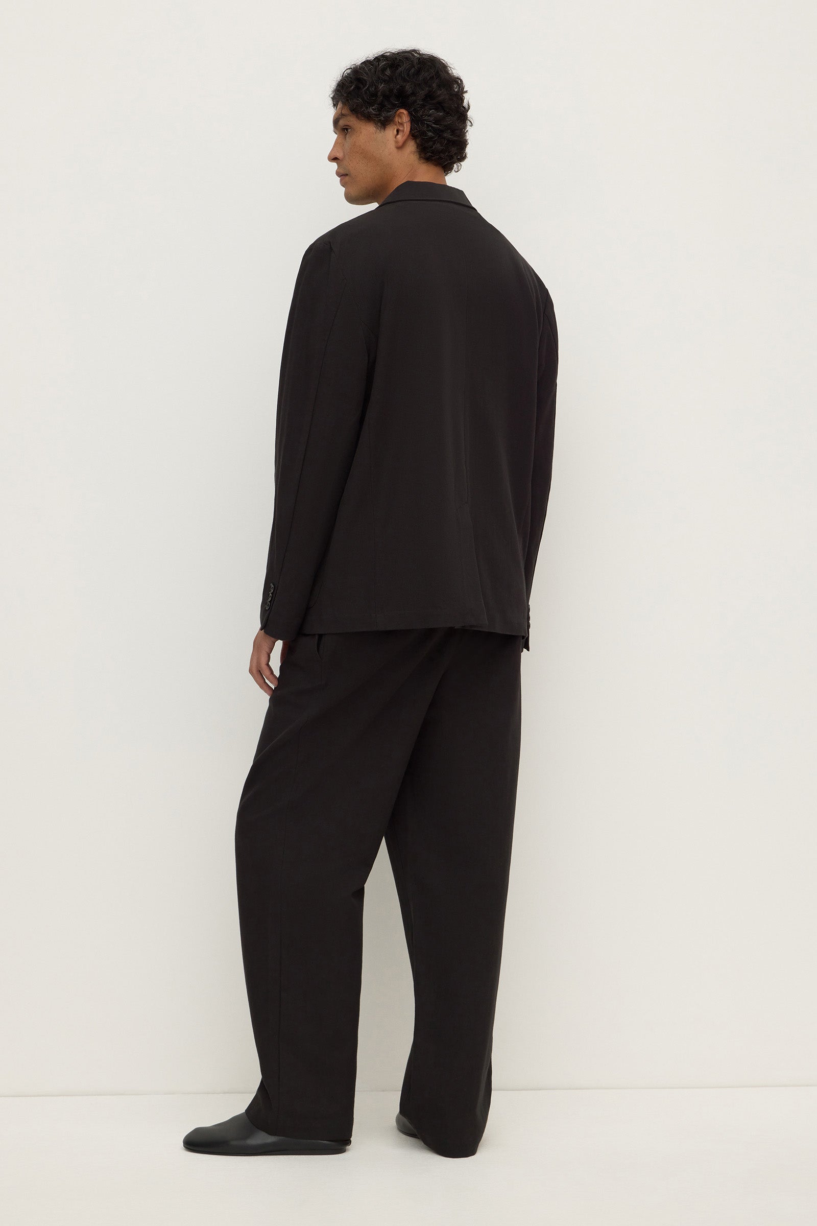 Unstructured Cotton Blend Blazer