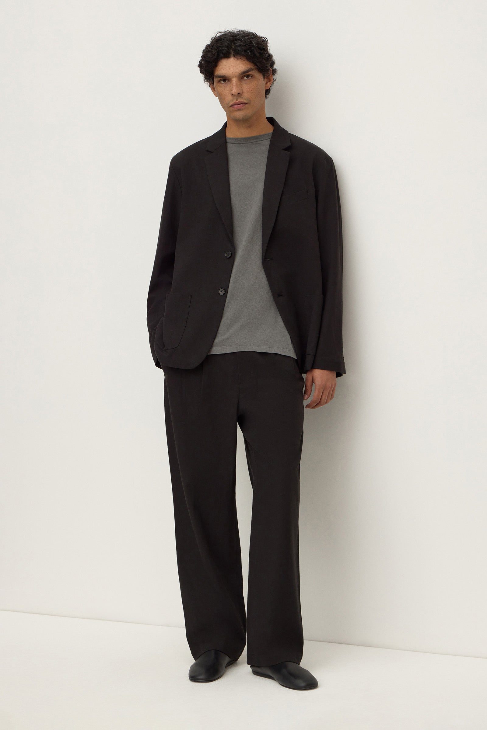 Unstructured Cotton Blend Blazer