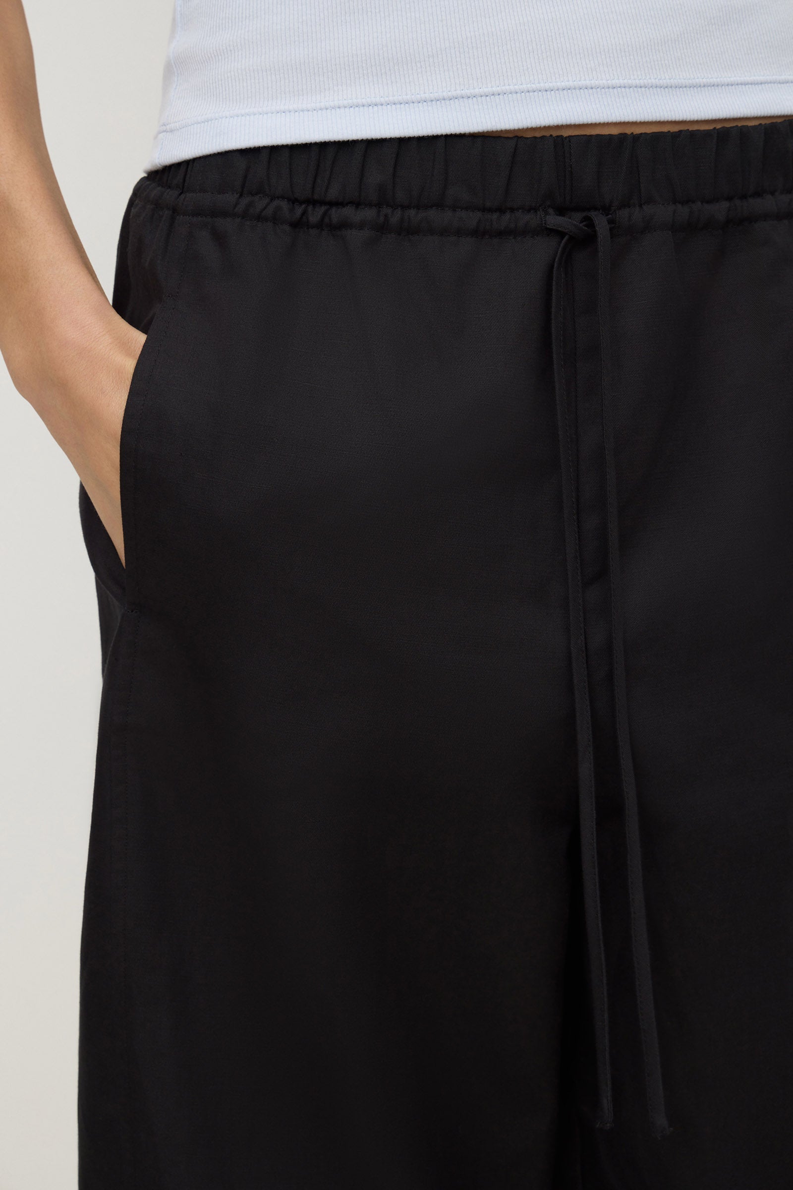 Cotton Linen Barrel Leg Pant