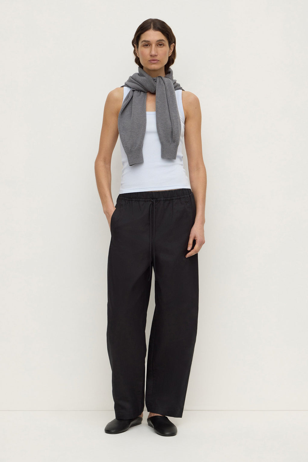 Cotton Linen Barrel Leg Pant