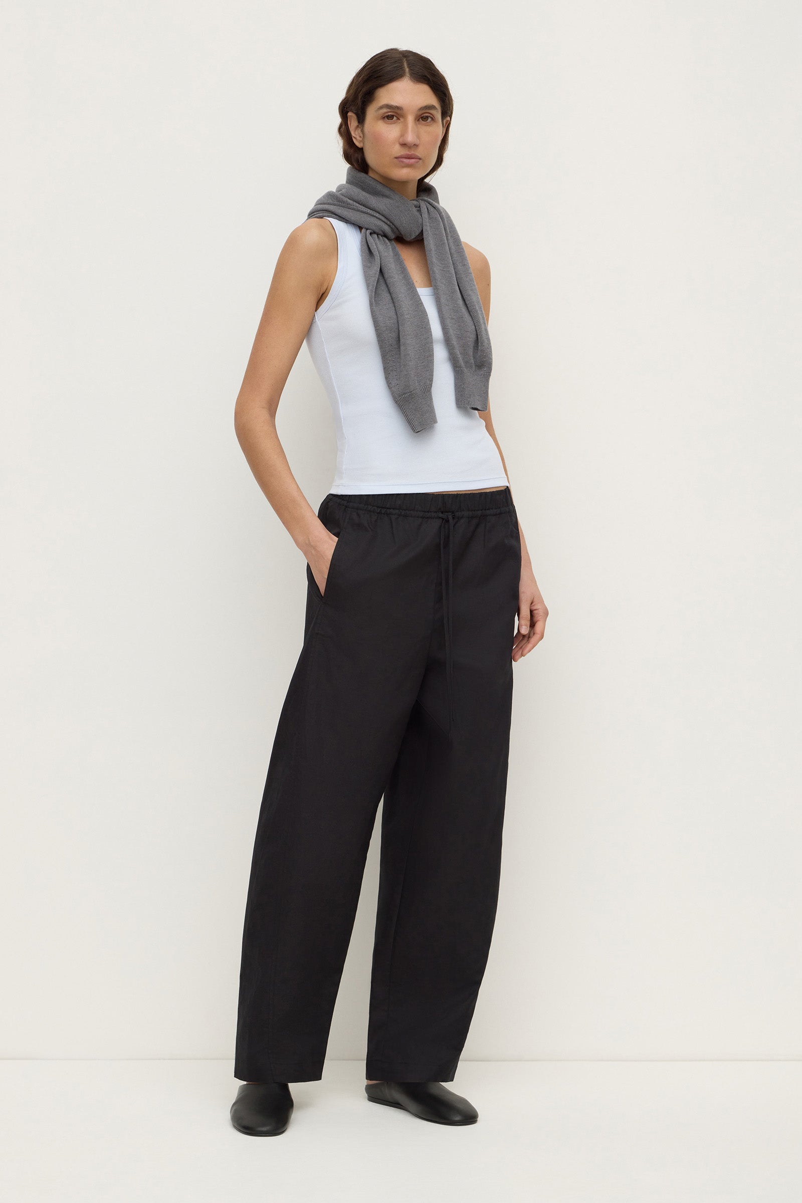 Cotton Linen Barrel Leg Pant