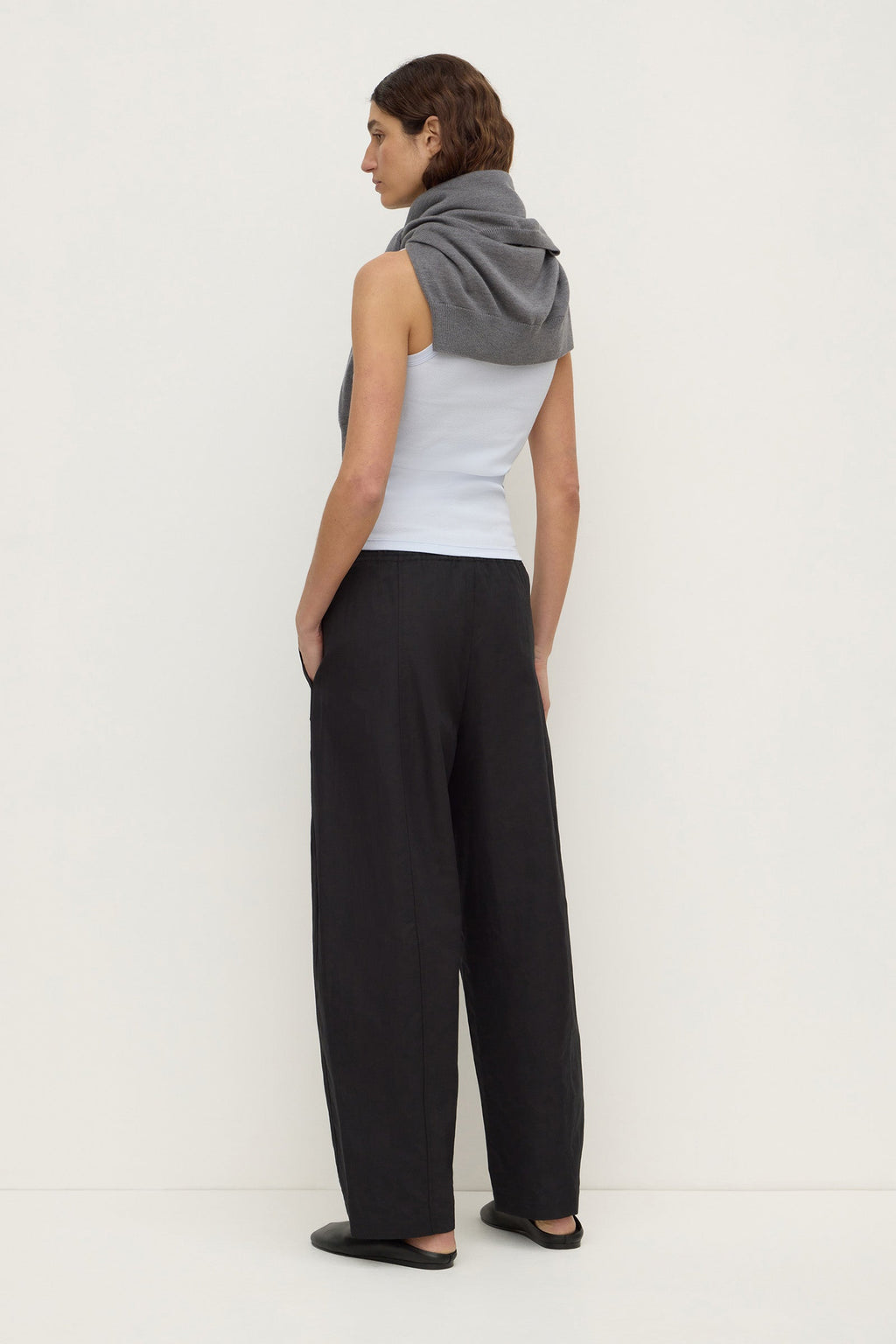 Cotton Linen Barrel Leg Pant