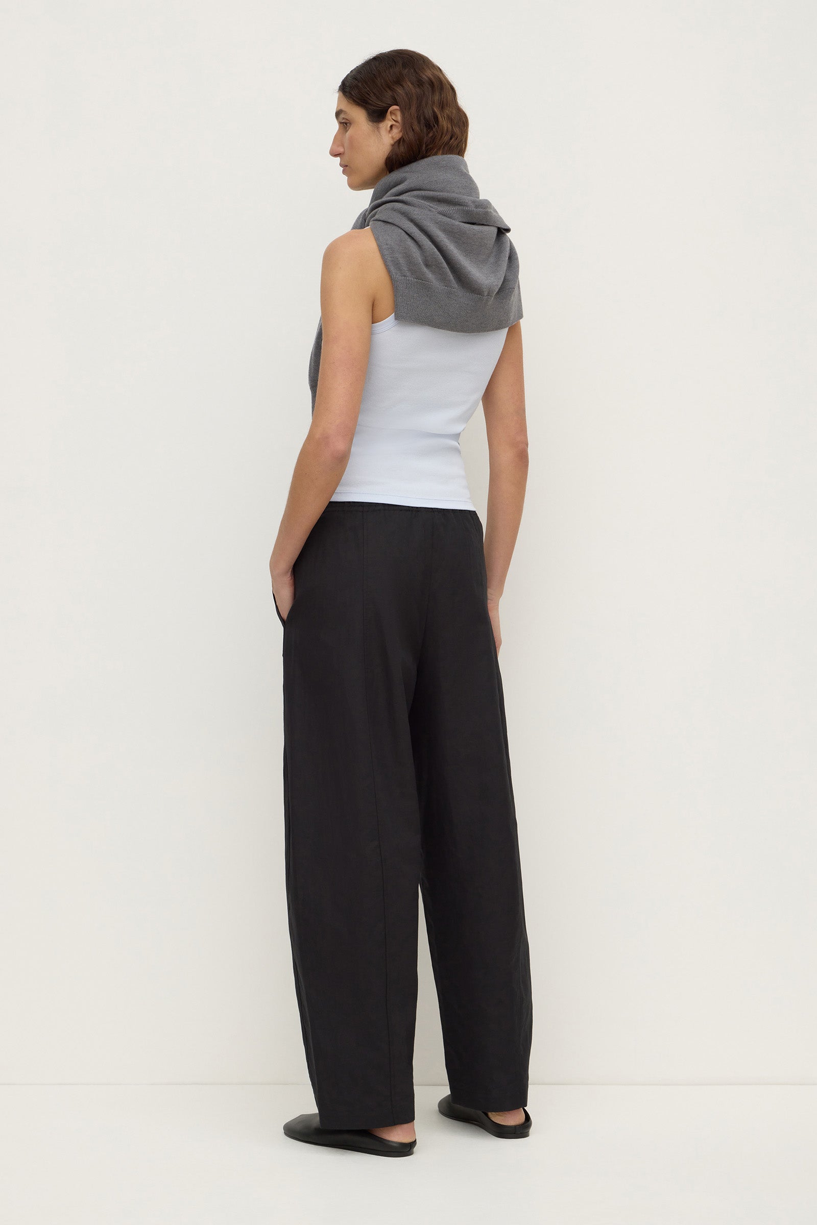 Cotton Linen Barrel Leg Pant