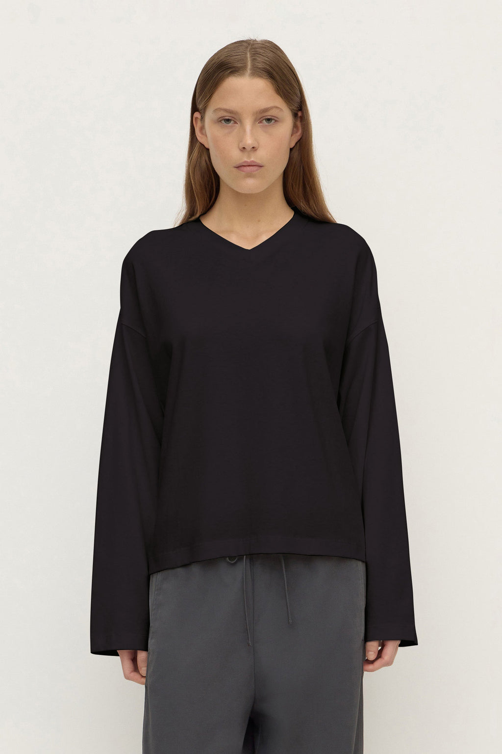 Oversized V Neck Long Sleeve Tee