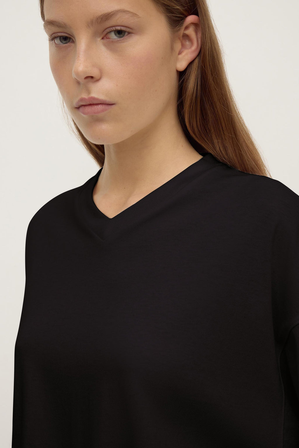Oversized V Neck Long Sleeve Tee