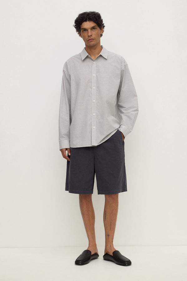 Short en ripstop de coton délavé bleu marine